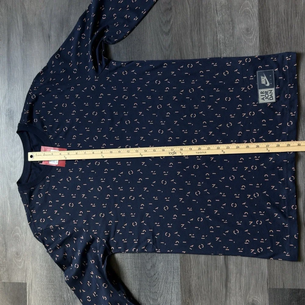New Nike Air Jordan Jumpman AOP Long Sleeve T-shirt Mens L Navy All Over Print